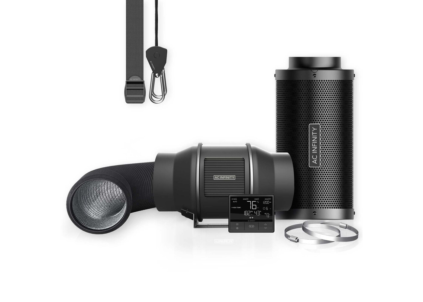 AC Infinity AC Infinity Air Filtration Kit PRO 6", Inline Fan with Smart Controller, Carbon Filter & Ducting Combo