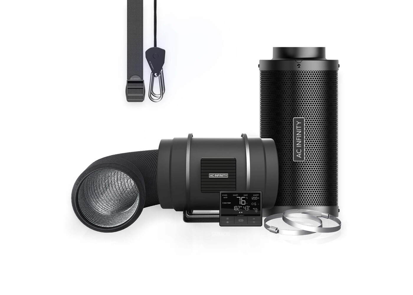 AC Infinity AC Infinity Air Filtration Kit PRO 8", Inline Fan with Smart Controller, Carbon Filter & Ducting Combo