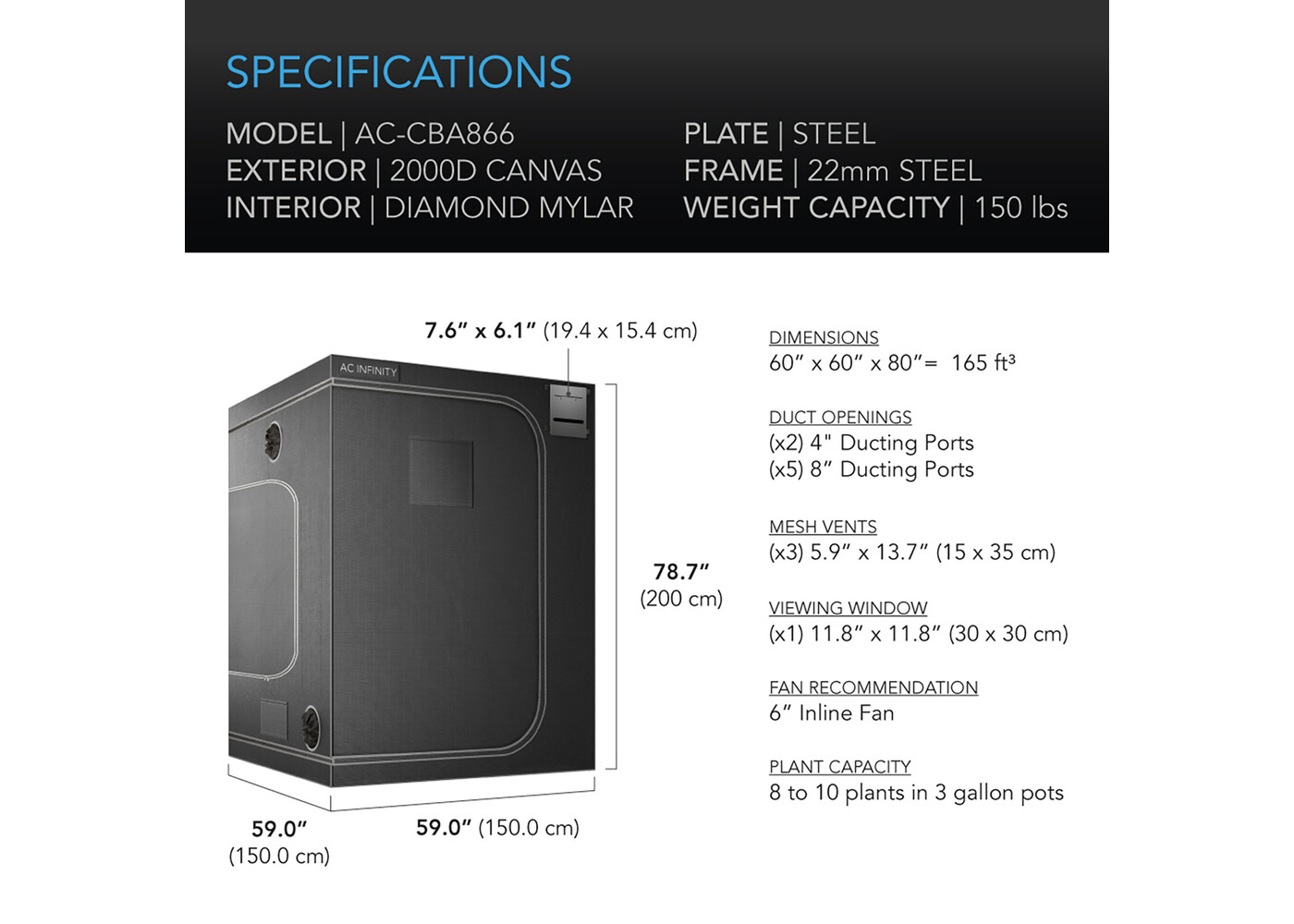 AC Infinity AC Infinity CLOUDLAB 866 Grow Tent 5X5