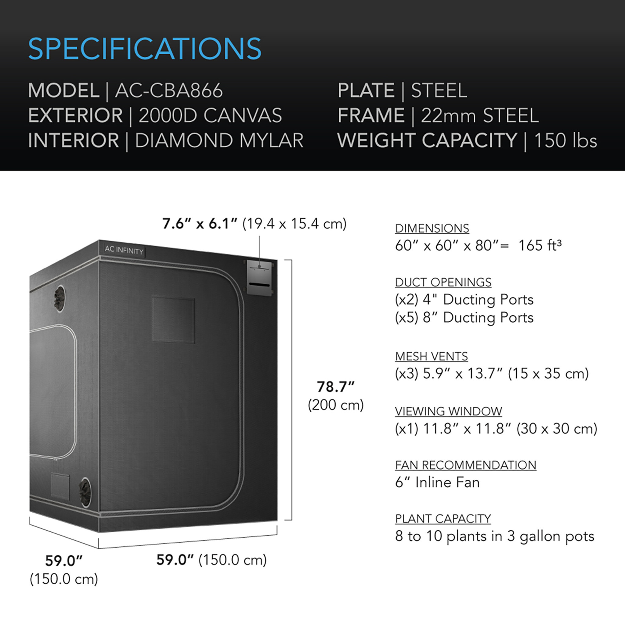 AC Infinity AC Infinity CLOUDLAB 866 Grow Tent 5X5