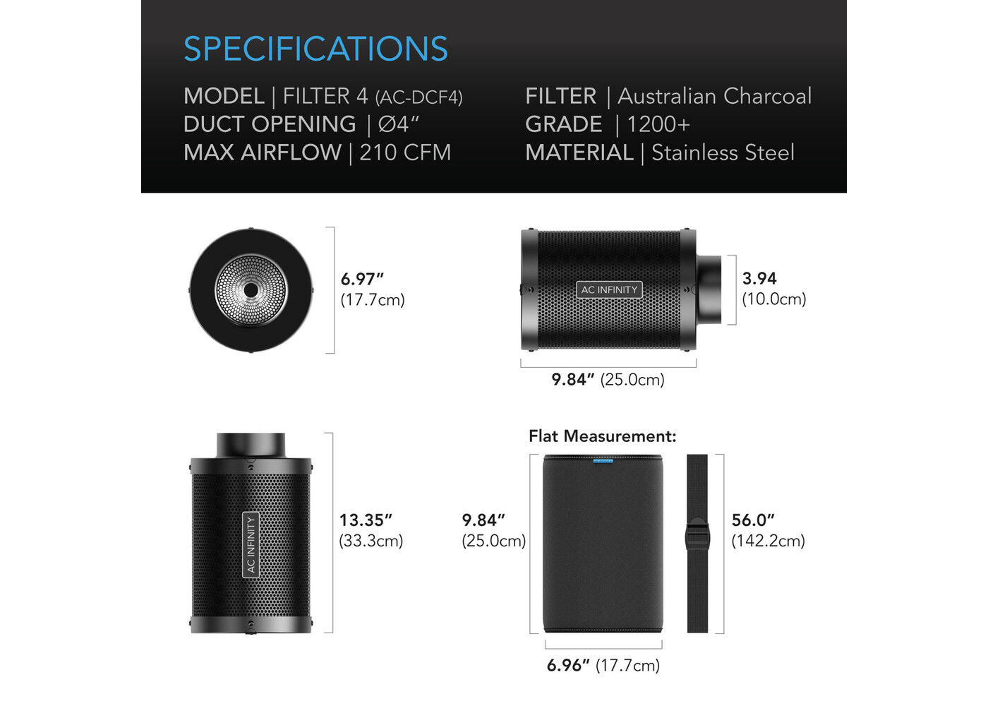 AC Infinity AC Infinity Duct Carbon Filter 4"