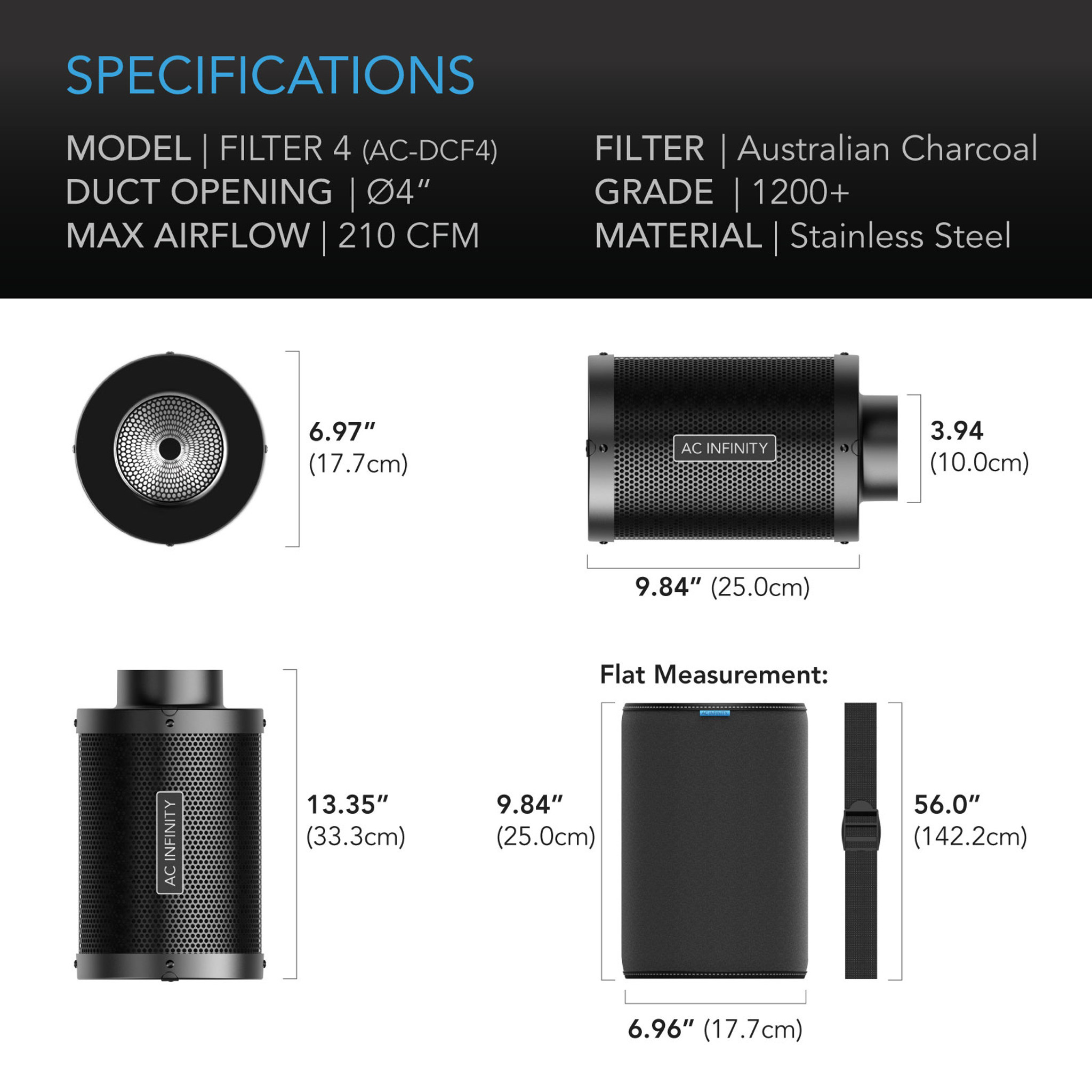 AC Infinity AC Infinity Duct Carbon Filter 4"