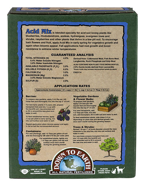 Down To Earth Acid Mix 25lb