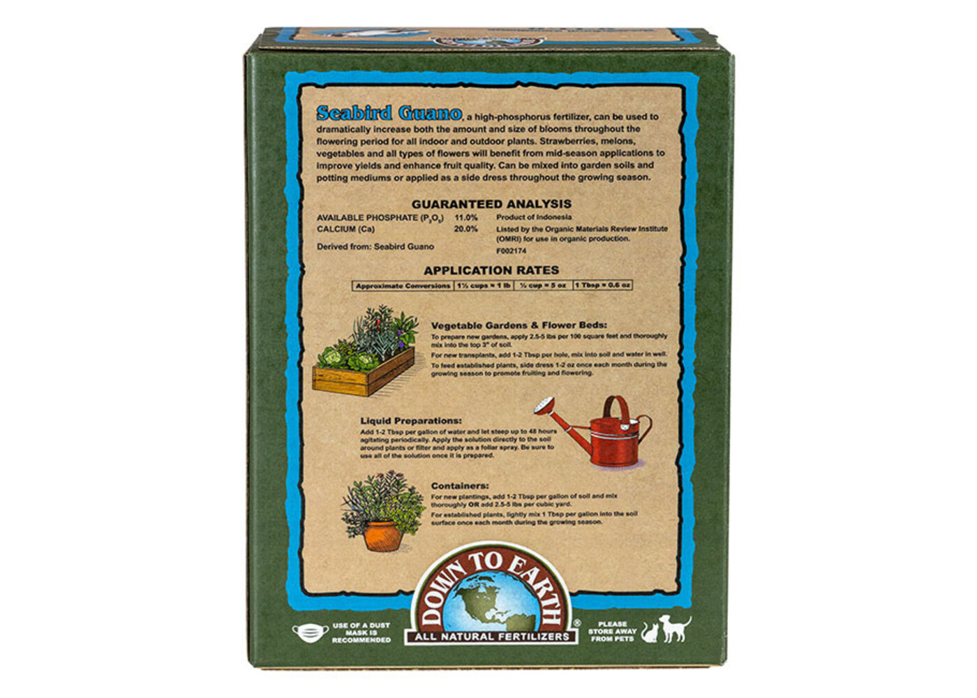 Down To Earth High Phosphorus Seabird Guano - 5 lb
