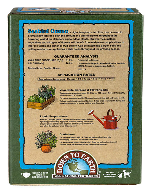 Down To Earth High Phosphorus Seabird Guano - 5 lb