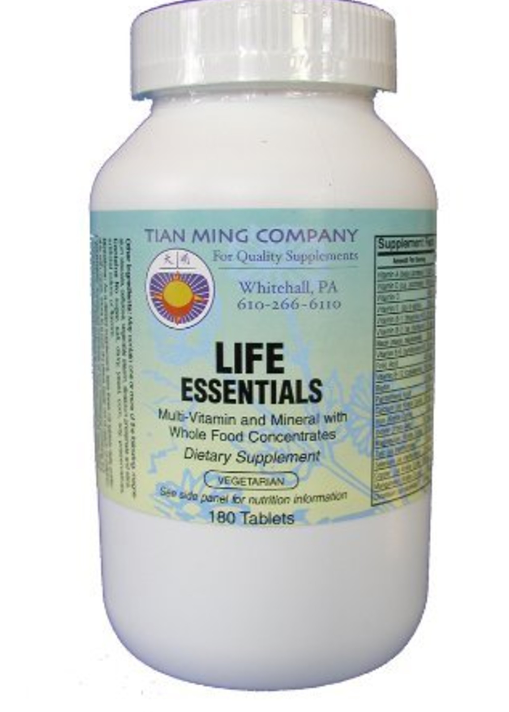Tian Ming Life Essentials Multi-Vitamin And Mineral With Whole Food Concentrate 180 (Veg Tablets) by Tian Ming Co.