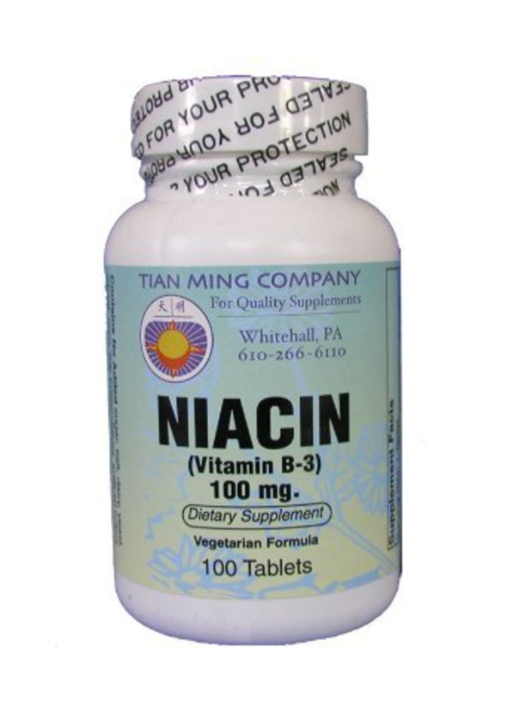 Tian Ming Niacin (B3) by Tian Ming Co. (100 Tablets)