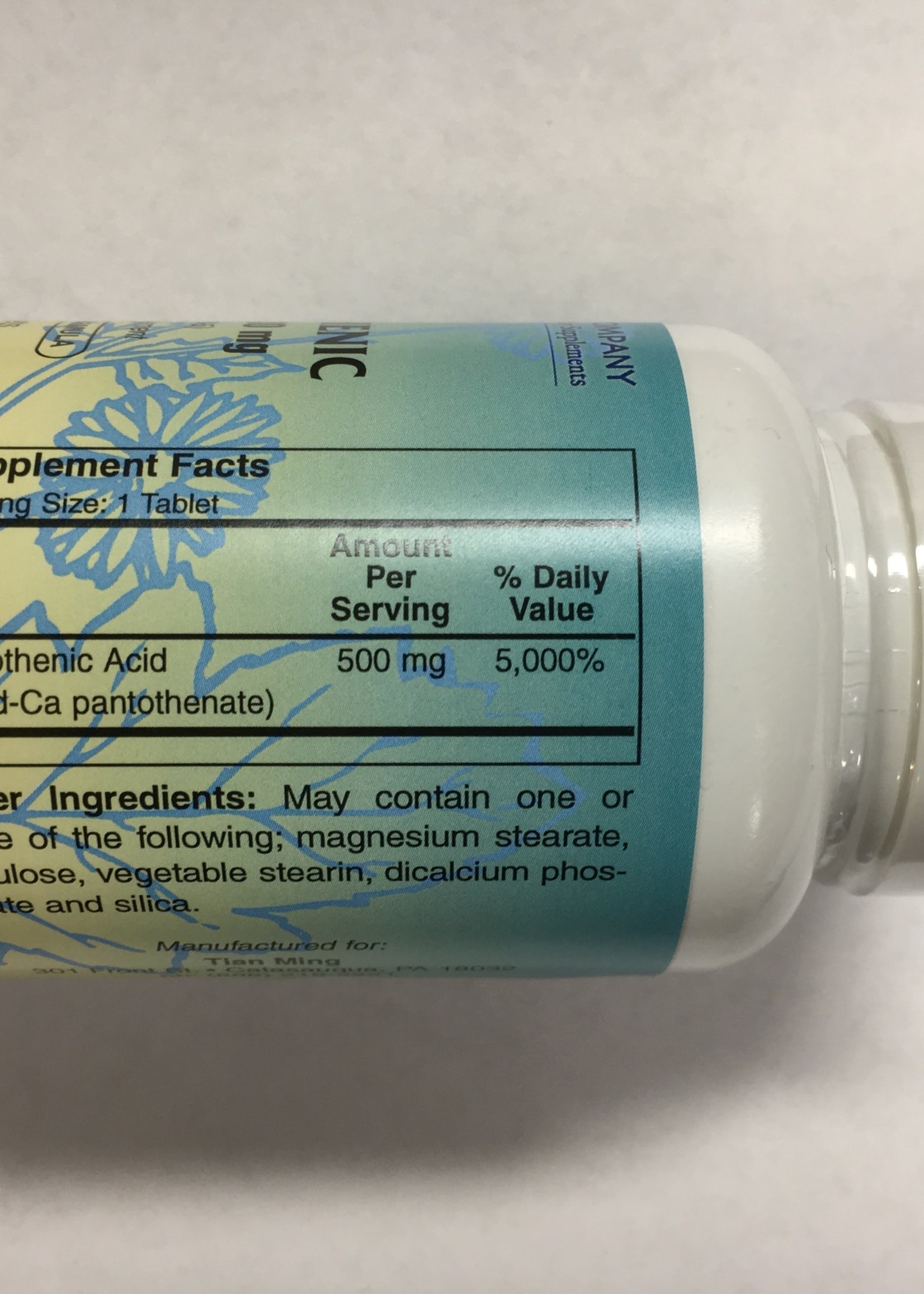 Tian Ming Pantothenic Acid (Vitamin B5) (500 mg) by Tian Ming Co.