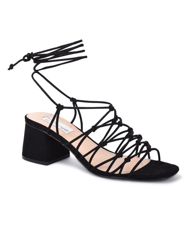 black caged block heels