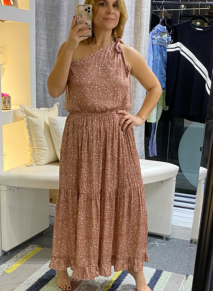 leopard one shoulder dress