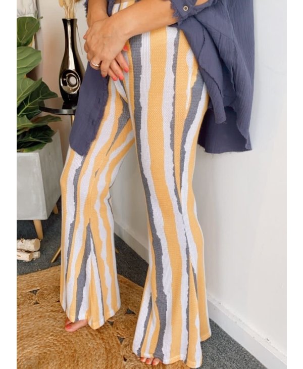 striped flare pants