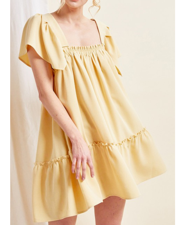 Flutter Sleeve Babydoll Mini Dress