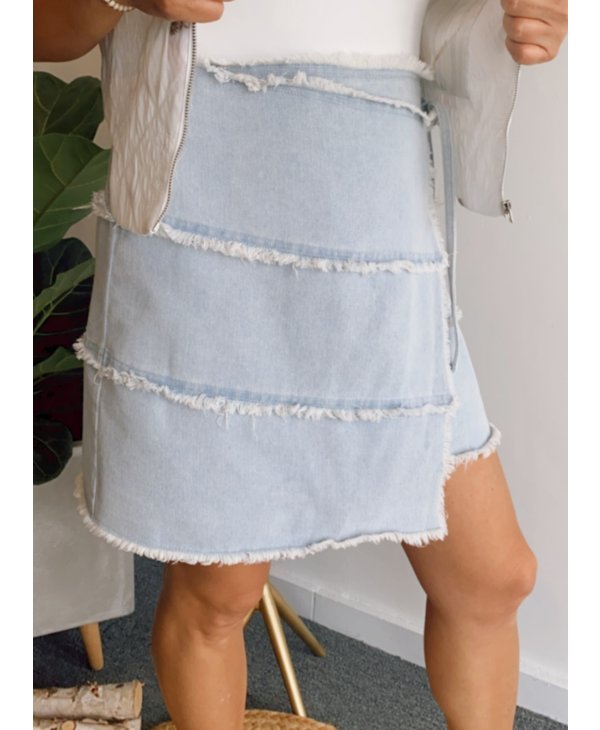 blue jean wrap around skirt