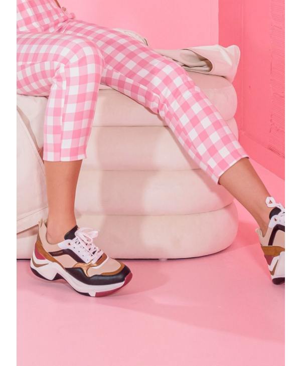 Bronze Pink Multicolor Designer Sneakers