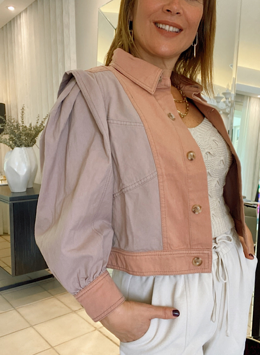 color block crop jacket