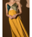 Satin Color Block Long Dress