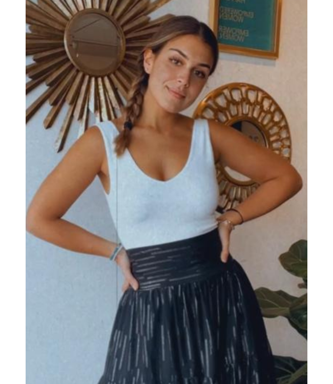 Ribbed UV Neck Crop Tank Top