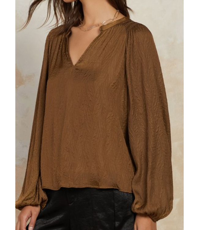 Split Neck Crinckle Blouse