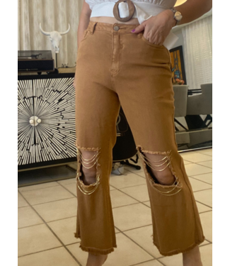 PASSO Rhinestone Knee Jeans