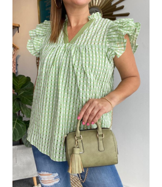 PASSO Gingham Green Top