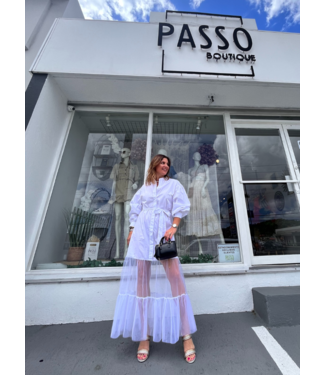 PASSO White Chiffon Midi Dress