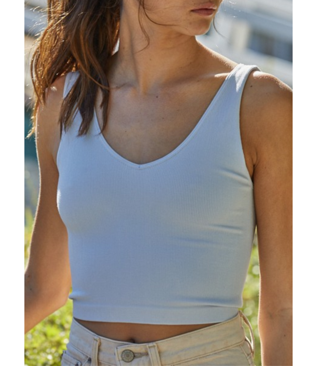 Ribbed UV Neck Crop Tank Top
