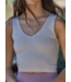 Ribbed UV Neck Crop Tank Top