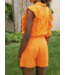 Orange Linen Short Set