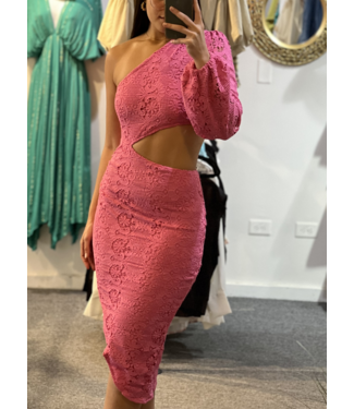 PASSO Pink Lace Midi Dress