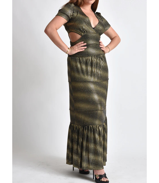 Gold Cut Out Maxi Dress
