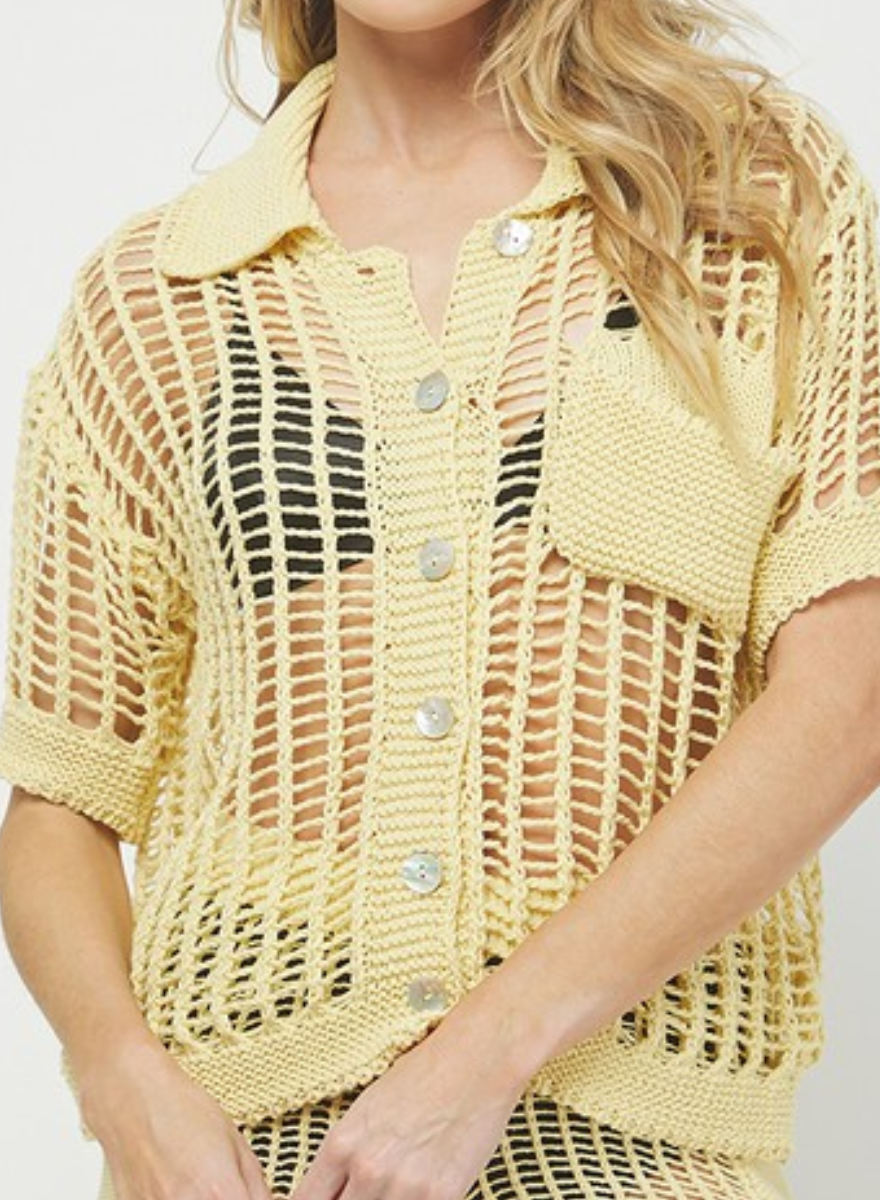 PASSO Crochet Sweater Button Up Cover Up Shirt - Passo Boutique