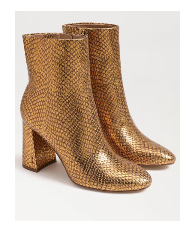 Croco Gold Block Heel Boot