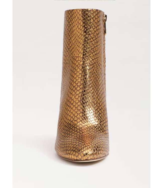 Croco Gold Block Heel Boot