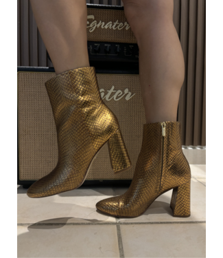 Croco Gold Block Heel Boot