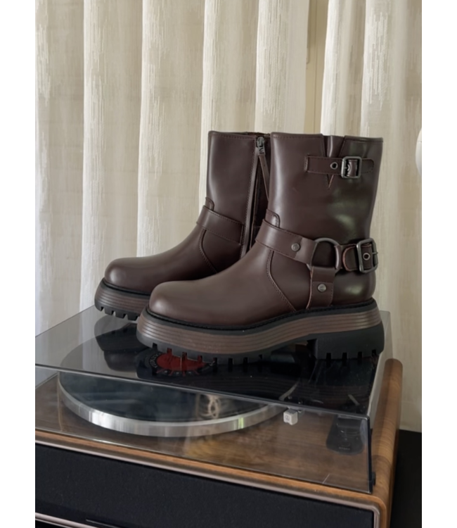 Moto Buckle Platform Boot