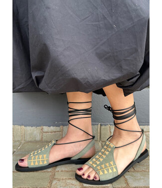 Gold Stitch Lace Up Flat