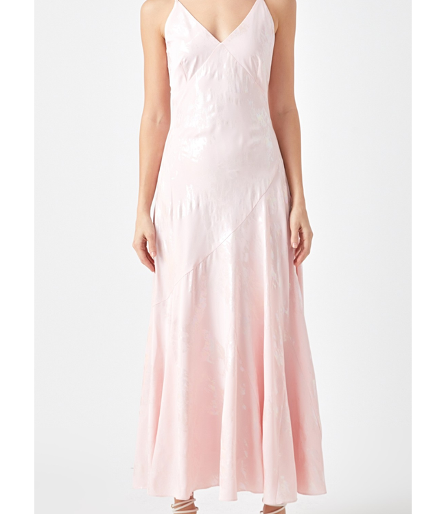 Foil Print Pink Dress