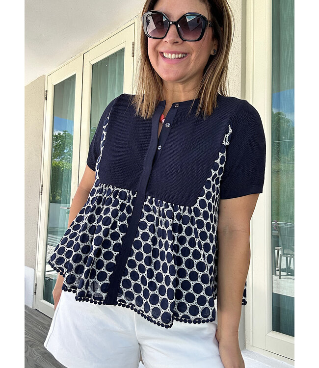 Combo Cardigan Blouse