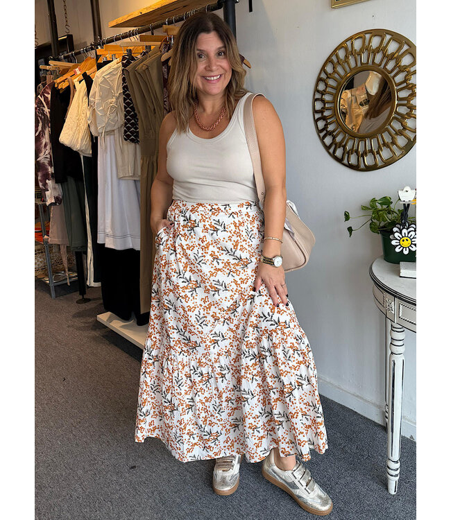 Ivory Print Maxi Skirt