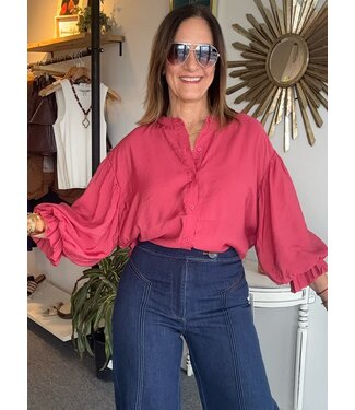 Puff Sleeve Wine Berry Shirt