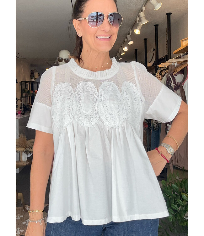 Mesh Combined top with Applique