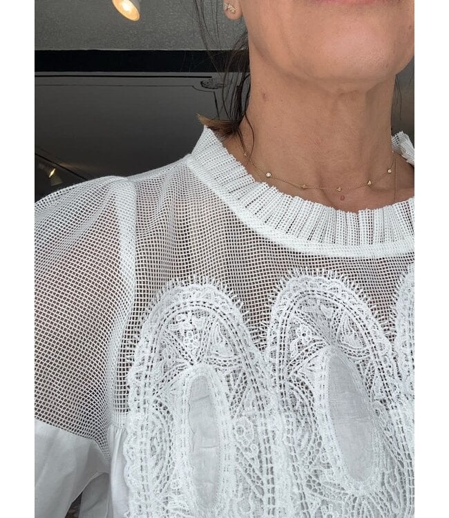 Mesh Combined top with Applique