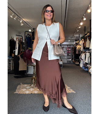 Satin Skirt with Lace