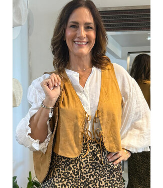 Tie Closure Sleeveless Top Camel