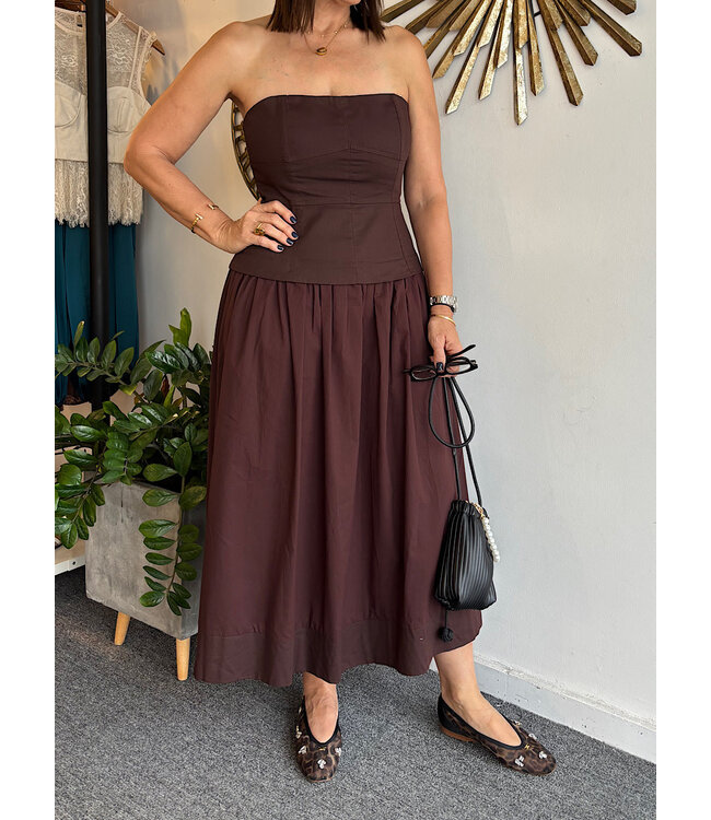 Brown Strapless Dress