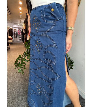 Studded Denim Skirt