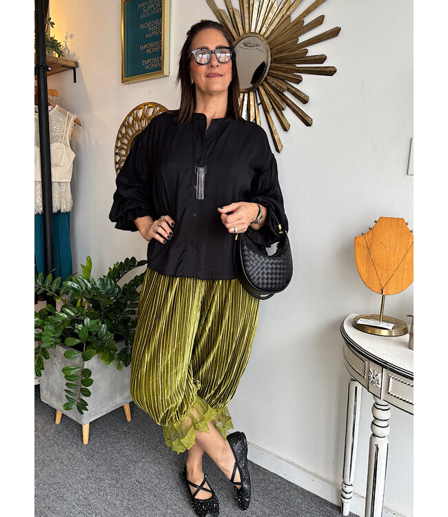 Olive Velvet Lace Pant