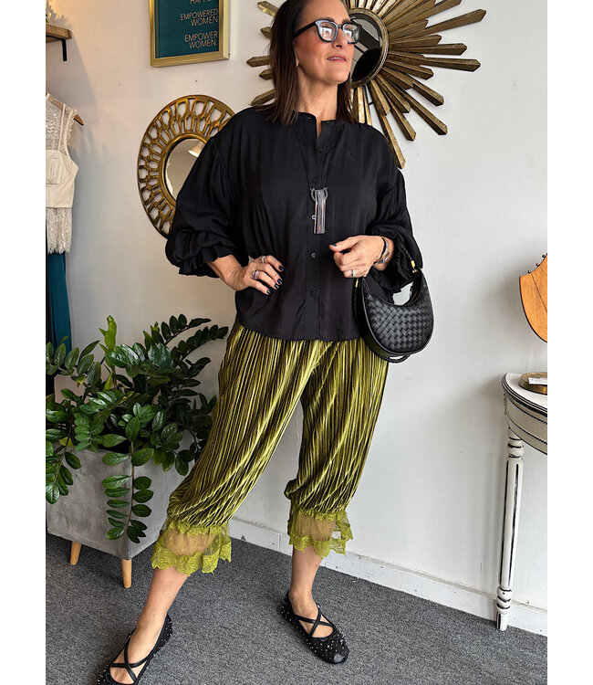 Olive Velvet Lace Pant