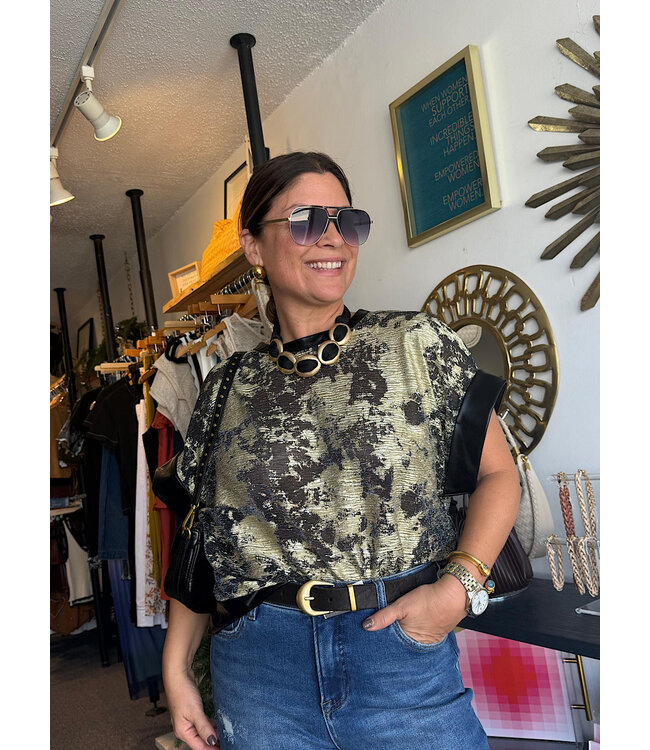 Metallic Patterned Top