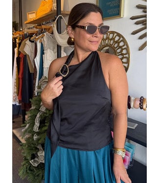 One Shoulder Top  W/Scarf Detail